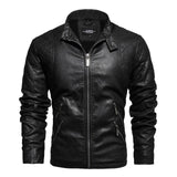 2022 Mens Motorcycle Jacket Autumn Winter Men New Faux PU Leather Jackets Casual Embroidery Biker Coat Zipper Fleece Jacket