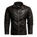 2022 Mens Motorcycle Jacket Autumn Winter Men New Faux PU Leather Jackets Casual Embroidery Biker Coat Zipper Fleece Jacket