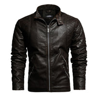 2022 Mens Motorcycle Jacket Autumn Winter Men New Faux PU Leather Jackets Casual Embroidery Biker Coat Zipper Fleece Jacket