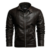 2022 Mens Motorcycle Jacket Autumn Winter Men New Faux PU Leather Jackets Casual Embroidery Biker Coat Zipper Fleece Jacket
