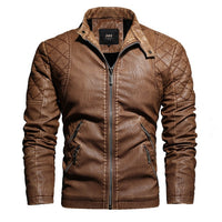 2022 Mens Motorcycle Jacket Autumn Winter Men New Faux PU Leather Jackets Casual Embroidery Biker Coat Zipper Fleece Jacket