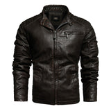 2022 Mens Motorcycle Jacket Autumn Winter Men New Faux PU Leather Jackets Casual Embroidery Biker Coat Zipper Fleece Jacket
