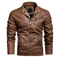 2022 Mens Motorcycle Jacket Autumn Winter Men New Faux PU Leather Jackets Casual Embroidery Biker Coat Zipper Fleece Jacket