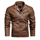 2022 Mens Motorcycle Jacket Autumn Winter Men New Faux PU Leather Jackets Casual Embroidery Biker Coat Zipper Fleece Jacket