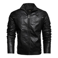 2022 Mens Motorcycle Jacket Autumn Winter Men New Faux PU Leather Jackets Casual Embroidery Biker Coat Zipper Fleece Jacket