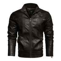 2022 Mens Motorcycle Jacket Autumn Winter Men New Faux PU Leather Jackets Casual Embroidery Biker Coat Zipper Fleece Jacket