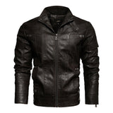 2022 Mens Motorcycle Jacket Autumn Winter Men New Faux PU Leather Jackets Casual Embroidery Biker Coat Zipper Fleece Jacket