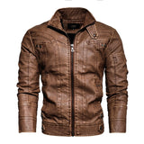 2022 Mens Motorcycle Jacket Autumn Winter Men New Faux PU Leather Jackets Casual Embroidery Biker Coat Zipper Fleece Jacket