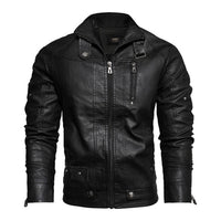 2022 Mens Motorcycle Jacket Autumn Winter Men New Faux PU Leather Jackets Casual Embroidery Biker Coat Zipper Fleece Jacket