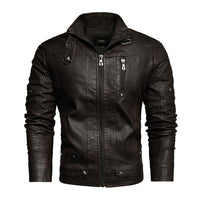 2022 Mens Motorcycle Jacket Autumn Winter Men New Faux PU Leather Jackets Casual Embroidery Biker Coat Zipper Fleece Jacket