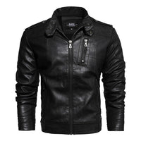 2022 Mens Motorcycle Jacket Autumn Winter Men New Faux PU Leather Jackets Casual Embroidery Biker Coat Zipper Fleece Jacket