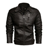 2022 Mens Motorcycle Jacket Autumn Winter Men New Faux PU Leather Jackets Casual Embroidery Biker Coat Zipper Fleece Jacket