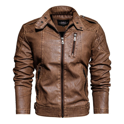 2022 Mens Motorcycle Jacket Autumn Winter Men New Faux PU Leather Jackets Casual Embroidery Biker Coat Zipper Fleece Jacket