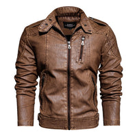 2022 Mens Motorcycle Jacket Autumn Winter Men New Faux PU Leather Jackets Casual Embroidery Biker Coat Zipper Fleece Jacket