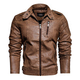2022 Mens Motorcycle Jacket Autumn Winter Men New Faux PU Leather Jackets Casual Embroidery Biker Coat Zipper Fleece Jacket