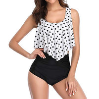 Swimwear Women High Waist Bikini Sets Plus Size Ruffle Tankini Swimsuit Halter Two Piece Bikini Set Swim Wear