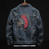 Motorcycle Jacket Autumn and winter 2021 denim jacket men's trend Korean Indian heavy industry embroidery slim size motorcycle jacket clothes