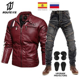 Motorcycle Jacket Leather Men's Brand Moto Leather Jacket Coat Men Handsome Washed Embroidery Biker PU Jacket Male Jaqueta Men
