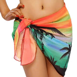 Swimwear Cover Ups Women Solid Skirt Ruffled Lace-Up Beach Dress Chiffon Sunscreen Skirt Swimming Bikini Set Cover Up Beachwear