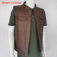 Motorcycle Jacket Motorcycle Biker Leather Vest Men Genuine Leather Sleeveless Jackets 100% REAL Cowhide/Sheepskin Asian Size S-6XL M232