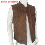Motorcycle Jacket Motorcycle Biker Leather Vest Men Genuine Leather Sleeveless Jackets 100% REAL Cowhide/Sheepskin Asian Size S-6XL M232