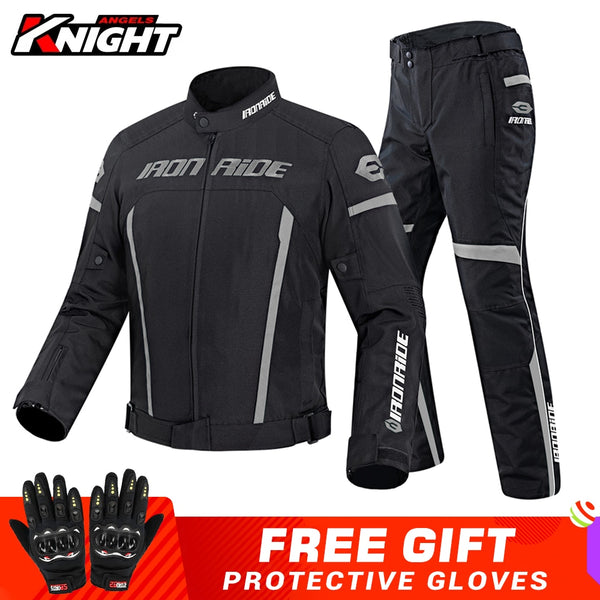 Motorcycle Men Motorcycle Jacket Suit Chaqueta Moto Windproof Motocross Riding Jacket Protective Gear Waterproof Motorbike Pants Set M-3XL