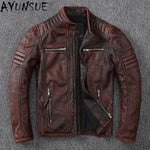 Motorcycle Jacket Men Clothing Genuine Cowhide Leather Jacket Mens Motorcycle Suit Retro Clothes Autumn Coat Male Chaqueta Hombre LXR707