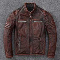 Motorcycle Jacket Men Clothing Genuine Cowhide Leather Jacket Mens Motorcycle Suit Retro Clothes Autumn Coat Male Chaqueta Hombre LXR707