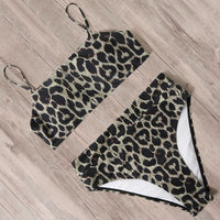 Swimwear Leopard Swimsuit Women Push Up Bikini 2021 Shirred High Waist Swimwear Female Biquini Brazilian Swimming Bathing Suit