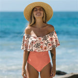 2021 One Piece Swimsuit Swimwear Women Print Ruffle Swimsuit Bodysuit Monokini Female Padded Bathing Suits Beach Wear Summer