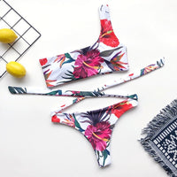 Swimwear Bandage Bikinis Mujer Swimwear Women Swimsuits 2020 Bikini Set Adjustable Swim Bathing Suit Two Pieces Beachwear Floral Biquinis