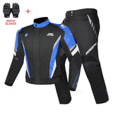 Moto Clothing Set Motorcycle Jacket Man Set Moto Protection Windproof Waterproof Motorbike Riding Moto Jacket + Pants Suit Body Armor for 4 Season
