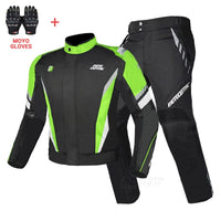 Moto Clothing Set Motorcycle Jacket Man Set Moto Protection Windproof Waterproof Motorbike Riding Moto Jacket + Pants Suit Body Armor for 4 Season
