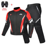 Moto Clothing Set Motorcycle Jacket Man Set Moto Protection Windproof Waterproof Motorbike Riding Moto Jacket + Pants Suit Body Armor for 4 Season