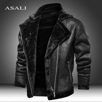 Moto Clothing Set 2021 New Winter Motorcycle Jacket Motorcycle Leather Jacket Warm Plus Velvet Thick Retro Vintage Leisure Mens Leather