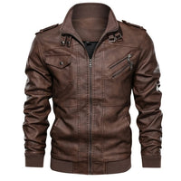 Motorcycle Jacket New autumn winter men's leather motorcycle jacket PU leather hooded jacket warm baseball jacket Euro Size coat