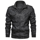 Motorcycle Jacket New autumn winter men's leather motorcycle jacket PU leather hooded jacket warm baseball jacket Euro Size coat