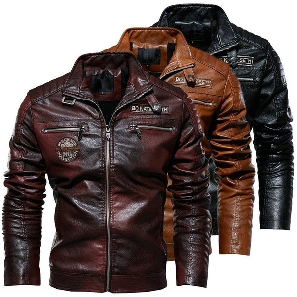 Motorcycle Jacket Men Leather Jacket Autumn Zipper Long Sleeve High Quality Motorcycle Jacket Coat Winter Turn Down Collar Plus Size Male Coat