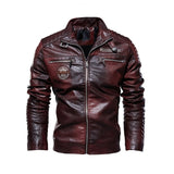 Motorcycle Jacket Men Leather Jacket Autumn Zipper Long Sleeve High Quality Motorcycle Jacket Coat Winter Turn Down Collar Plus Size Male Coat
