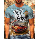 Men T-shirt 3D Car Highway Motorcycle Biker Hip Hop Tshirt Tee Top Oversize