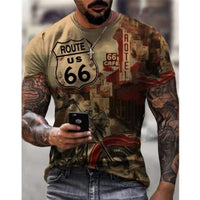 Men T-shirt 3D Car Highway Motorcycle Biker Hip Hop Tshirt Tee Top Oversize