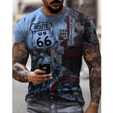 Men T-shirt 3D Car Highway Motorcycle Biker Hip Hop Tshirt Tee Top Oversize