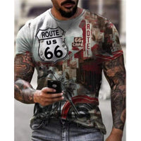 Men T-shirt 3D Car Highway Motorcycle Biker Hip Hop Tshirt Tee Top Oversize