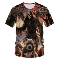3D T-shirt Men's Motorcycle Punk 3D Printing T-shirt Men's Clothes T-shirt Summer Top Men Fashion Tren