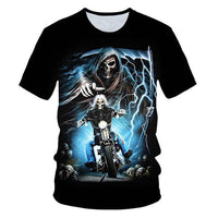 3D T-shirt Men's Motorcycle Punk 3D Printing T-shirt Men's Clothes T-shirt Summer Top Men Fashion Tren