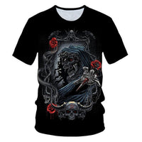 3D T-shirt Men's Motorcycle Punk 3D Printing T-shirt Men's Clothes T-shirt Summer Top Men Fashion Tren
