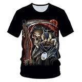 3D T-shirt Men's Motorcycle Punk 3D Printing T-shirt Men's Clothes T-shirt Summer Top Men Fashion Tren