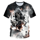 3D T-shirt Men's Motorcycle Punk 3D Printing T-shirt Men's Clothes T-shirt Summer Top Men Fashion Tren