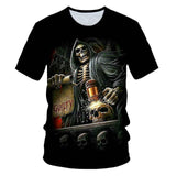 3D T-shirt Men's Motorcycle Punk 3D Printing T-shirt Men's Clothes T-shirt Summer Top Men Fashion Tren