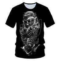 3D T-shirt Men's Motorcycle Punk 3D Printing T-shirt Men's Clothes T-shirt Summer Top Men Fashion Tren